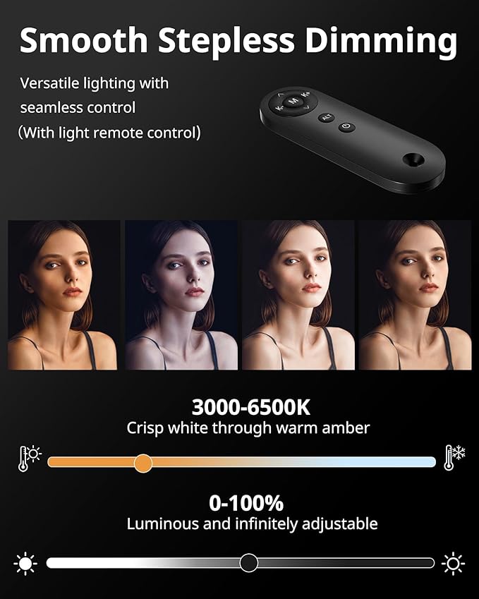 UBeesize Professional Ring Light with Stand, Phone Holder & Remote – 6500K Full-Screen LED Lighting for Makeup, Photography, Studio, Barber, and Live Streaming