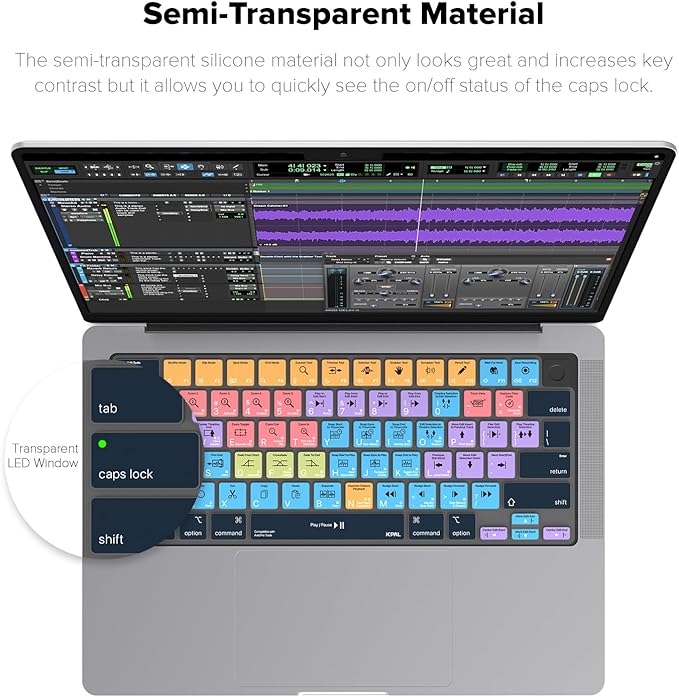 JCPal Avid Pro Tools Shortcut Guide Keyboard Cover for Apple MacBook Pro 14 inch and MacBook Pro 16 inch (M1-M4 Models) and MacBook Air 13 inch and MacBook Air 15 inch (M2-M4 Models) (US-Layout)