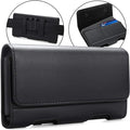 BECPLT Leather Holster Pouch with ID Card Holder, Belt Clip Case for iPhone 13 Mini, 12 Mini, 8, 7, 6s, 6, Galaxy S10e (Fit with Thin Case on)