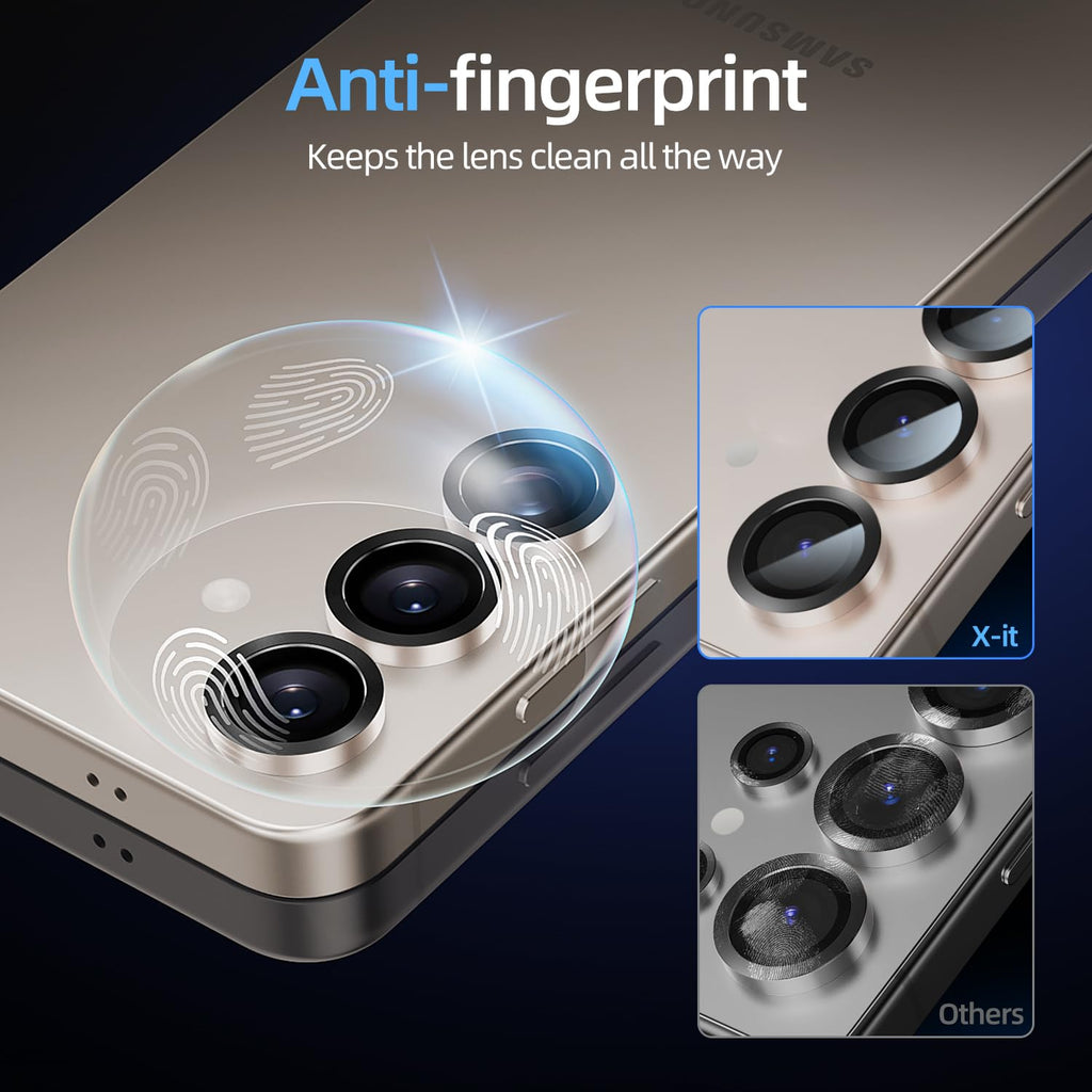 X-it Camera Lens Protector for Samsung S25 Plus, 9H Tempered Glass, Independent Metal Aluminum Edge Original Protection Design, Suitable for Phone Case, Anti-scratch, Anti-reflective,PinkGold