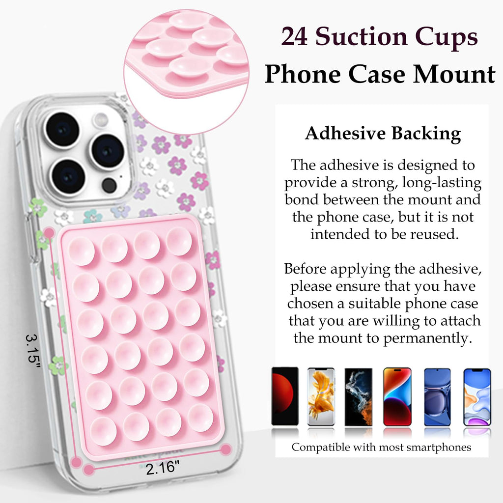 Anteel Silicone Suction Phone Case Mount 3 Pack, Silicon Adhesive Suction Cup Phone Mount, Non Slip Sticky Phone Grip for Cellphone, Strong Grip Holder for Selfies and Videos (Baby Blue)