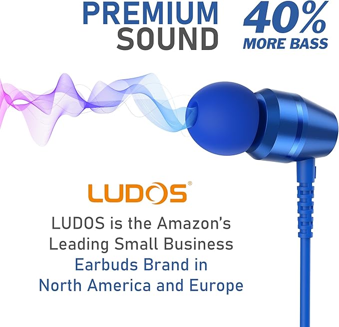 LUDOS OMNITONE USB C Headphones for iPhone 16 15 Pro Max Plus iPad Pro, 5 Years Warranty, USB-C Earbuds for Samsung Galaxy S24 S23 Ultra S22 S21 S20 A55 A54 A53, USB Type C Earphones - Blue