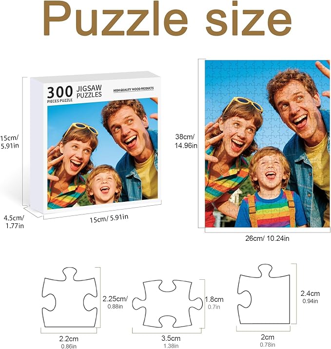Personalized Photo Puzzle with Glossy Finish – Custom Jigsaw Puzzle 120/200/300/500/1000/1500 Pieces for Family, Couples, Pets, Birthdays, and Weddings (300-Vertical)