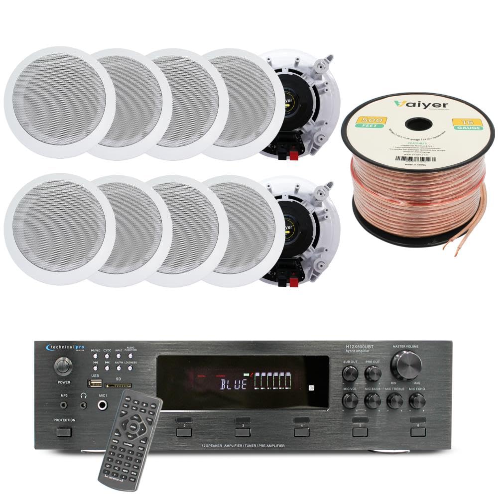 Vaiyer Home Audio System Kit, 6-Channel 6000 Watts Bluetooth Amplifier