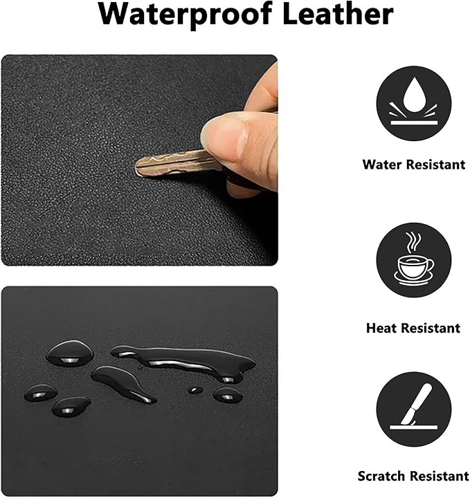 PU Leather Desk Pad Protector Gaming Mouse Pad Non Slip Desk Mat for Keyboard and Mouse Waterproof Desk Writing Pad for Office and Home Desk Accessories(Black, 47.2 * 17.7)