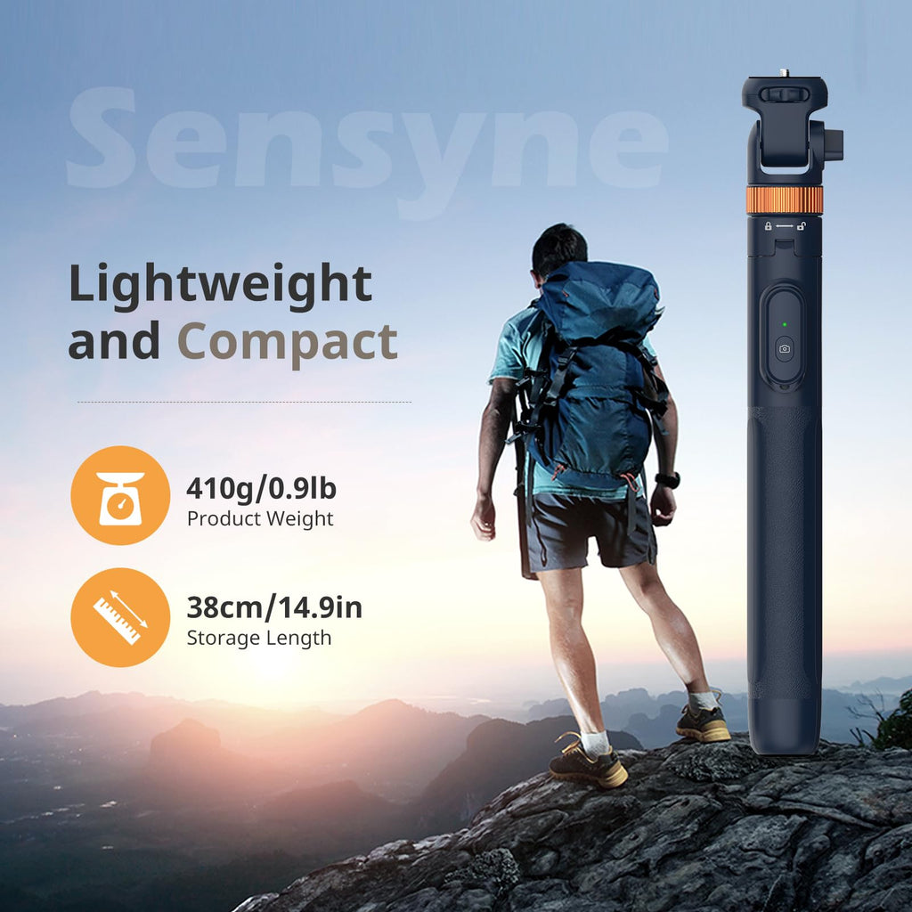 Sensyne 72" Phone Tripod, Extendable Selfie Stick with Detachable Phone Holder Compatible with All Cell Phones/Camera Blue
