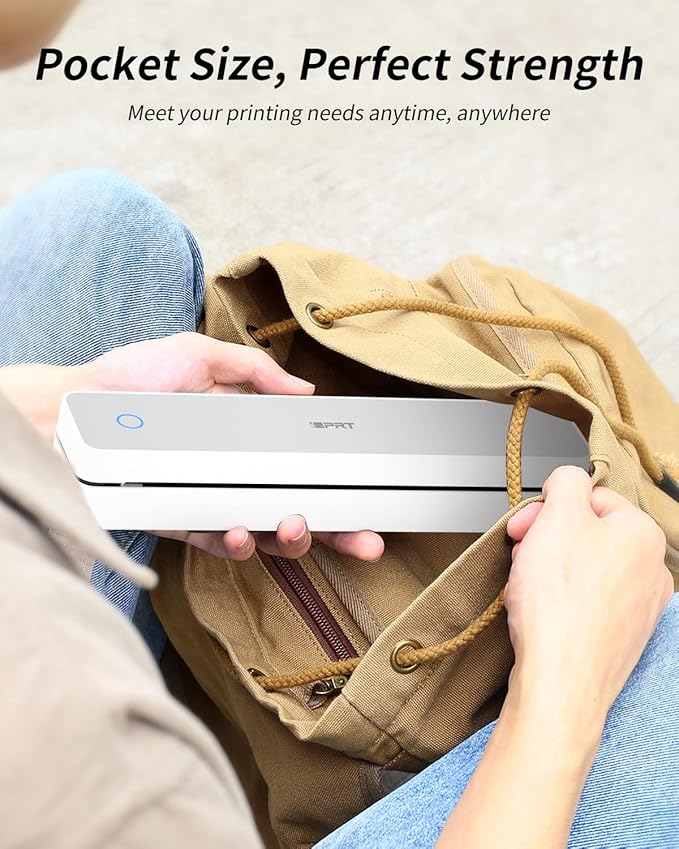 iDPRT Portable Thermal Printer, MT610 Pro Wireless for Travel, 300DPI Bluetooth Inkless Printer Support 8.5" X 11" US Letter& A4&A5 Thermal Paper for Home, Compatible with iOS, Android, Laptop, White