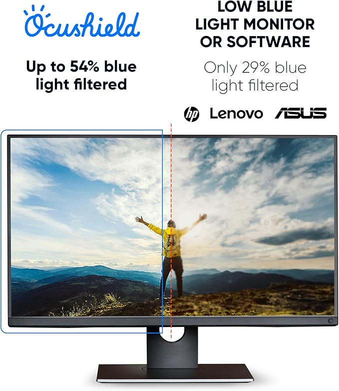 Ocushield 21” (16:10) Premium Anti Blue Light Screen Protector with Privacy Filter for Laptops and Computer Monitors - Anti-Glare - Easy Install - Anti-Fatigue