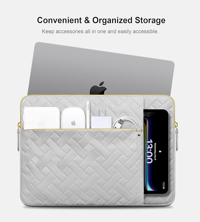 Lacdo Laptop Sleeve Case for 15 inch New MacBook Air M4 A3241 2025, M3 A3114, M2 A2941 2024-2023, 15 inch MacBook Pro A1990 A1707, Dell XPS 15 Plus Computer Bag with Accessory Pocket, Space Gray