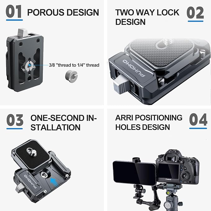 Camera Quick Release Plate Kit,w 1/4" to 3/8" Screw Thread,Quick Release System QR Plate Camera Tripod Mount Adapter for Canon/Sony/Nikon Cameras/Zhiyun/Feiyu/DJI