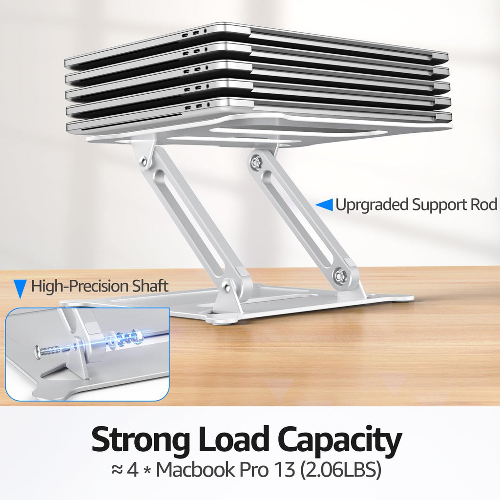 Urmust Laptop Notebook Stand Holder Adjustable Laptop Stand Portable Computer Riser Compatible with MacBook Air Pro HP Dell XPS Lenovo All Laptops 10-15.6"(Silver)