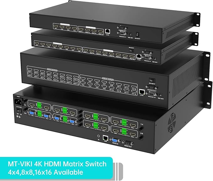 MT-VIKI Upgraded 4K HDMI Matrix Switch 16x16 w/Web GUI,Built-in US ADI Chip