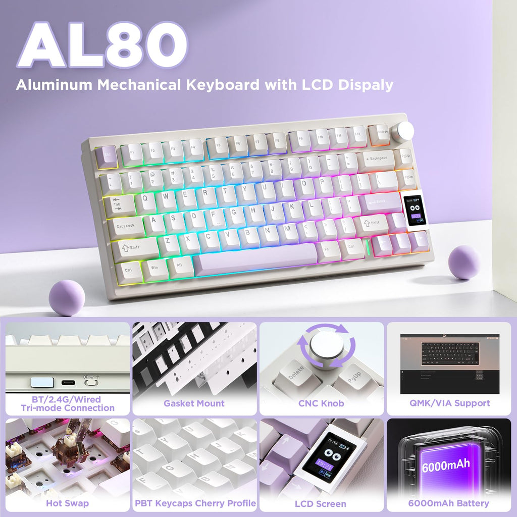 YUNZII AL80 QMK/VIA Aluminum Wireless Mechanical Keyboard