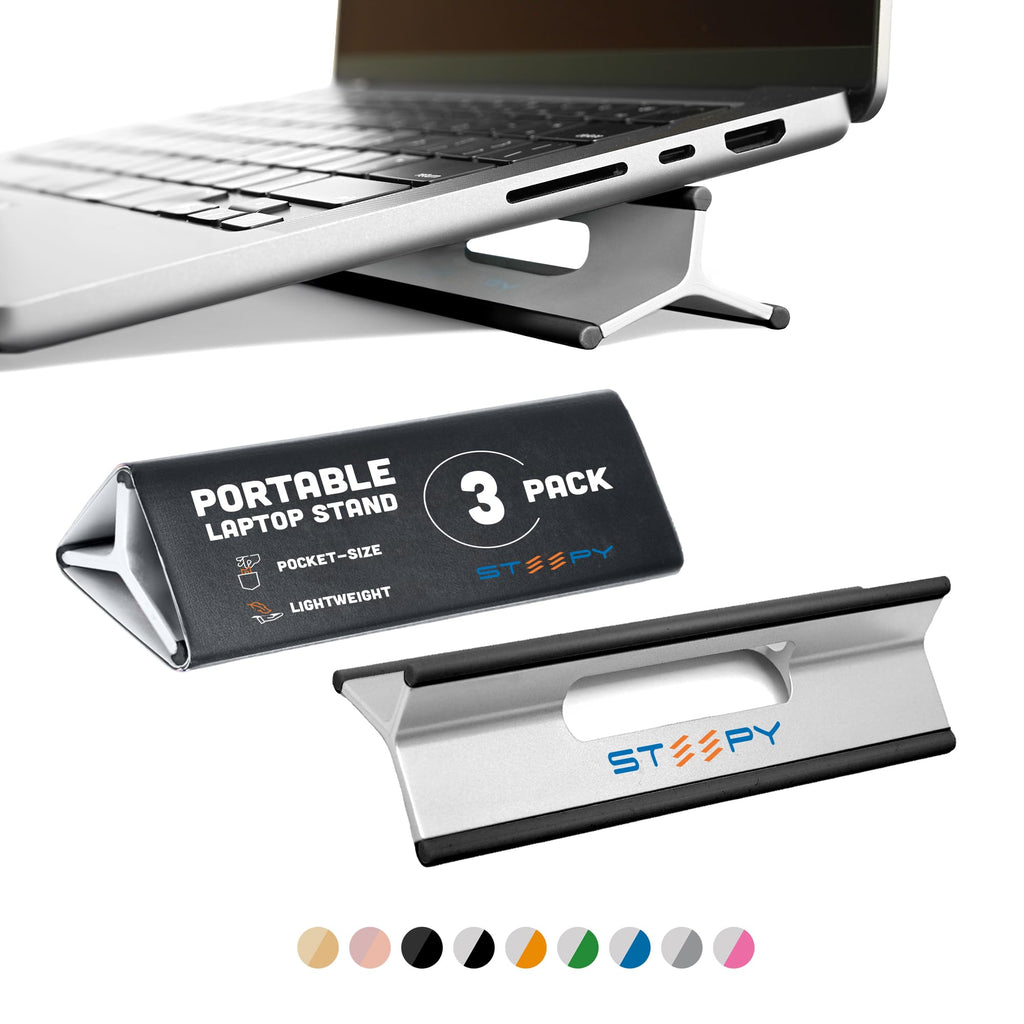 Steepy Portable Laptop Stand for Desk Adjustable Height, 13-17 Inch Devices