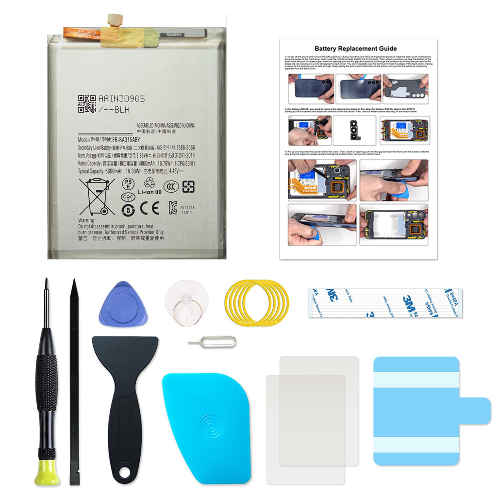 New EB-BA315ABY Battery Compatible with Galaxy A32 4G / A31 / A22 4G, with Instruction & DIY Toolkit