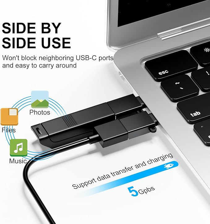 USBC Adapters 8 Pack,Type C to USB Adapter,USBC USBA Male Female Adaptor,C to USB 3.0 OTG Converter for iPhone 15 14 13,MacBook,iPad,Charger,Black