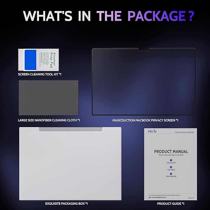 Privacy Screen for 12.4 Inch Surface Laptop Go 3/2/1, MagicSuction™ Removable Anti Spy Black Protector, Glare Blue Light Filter for Microsoft Laptop Computer Monitor