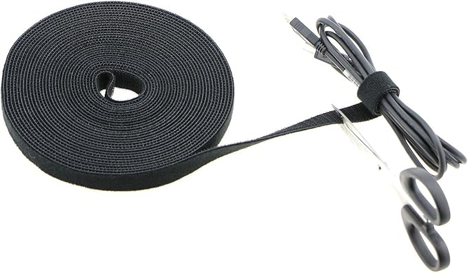 Pasow fastening tape Cable Tie Double Side Nylon Power Wire Management 3/4Inch 1 Roll Hook (25 Yards, Style 1)
