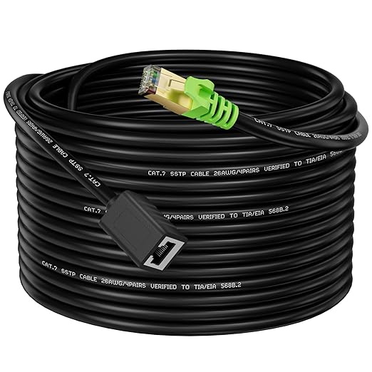 Ethernet Extension Cable 25ft, Network Cat6a Extension Patch Cable RJ45 Cords Shielded Male to Female Connector (25FT)