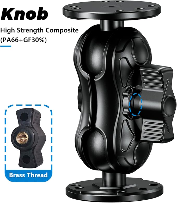 Aluminum Alloy Fish Finder Mount with 1.5" Ball AMPS Hole Round Plates, 3.5" Short Arm Marine Electronic Mount Tablet Holder for Garmin, Lowrance, Humminbird, Raymarine and More