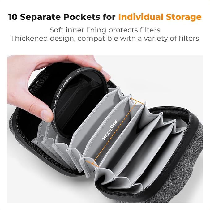 K&F CONCEPT 10 in 1 Lens Filter Case, Filter Bag Up to 95mm