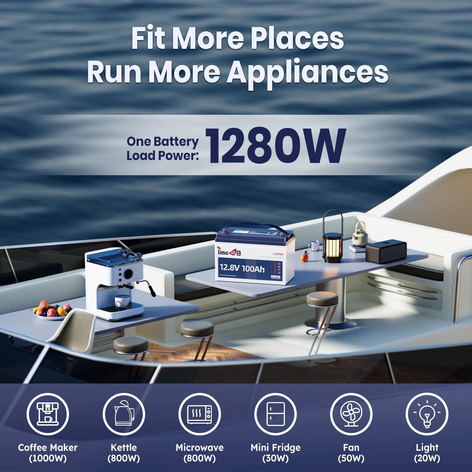 Timeusb 12V 100Ah Trolling Motors LiFePO4 Lithium Battery Group 31 with Low-Temp Protection, 15000 Deep Cycle Marine Batteries with 100A BMS Perfect for Marine,RV, Solar, Travel Trailer