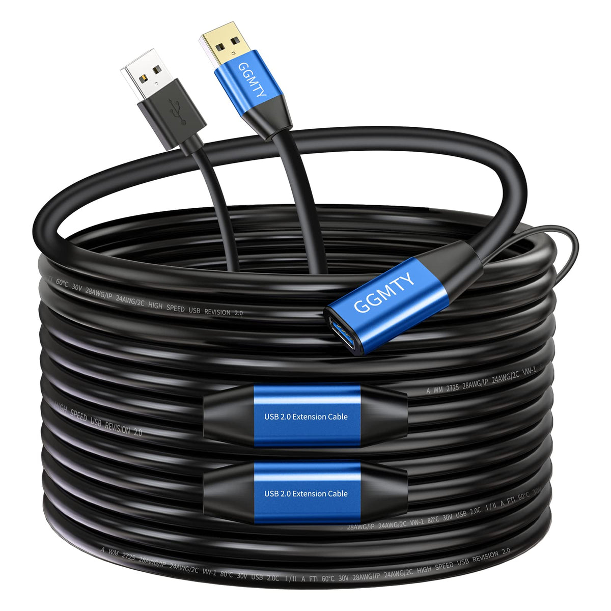 GGMTY USB 2.0 Active Extension Cable 50FT, Type A Male to Female
