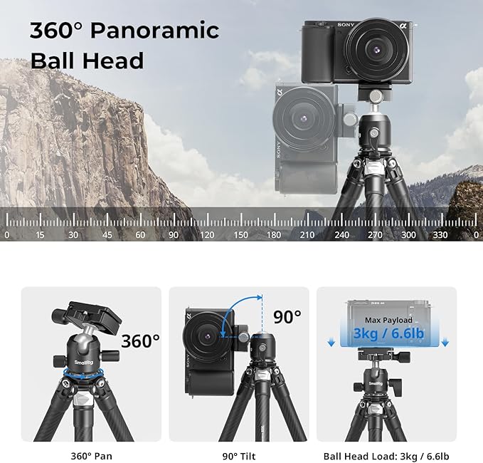 SmallRig Carbon Fiber Mini Desktop Tripod with 360° Ball Head
