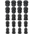 Bonsicoky 20 Pcs Nylon Cable Gland Kit, Black, 1/4" 3/8" 1/2" 3/4" 1"