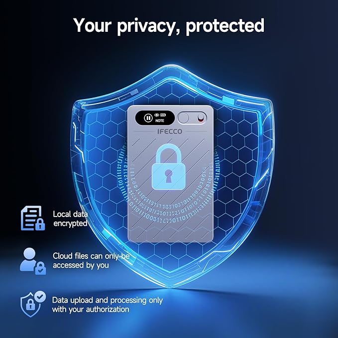 IFECCO AI Voice Recorder - Digital Voice Recorder Summarize with AI Technology, 64GB Memory, Support 152 Languages, App Control, Audio Recorder for Lectures Recorders, Meetings, Calls