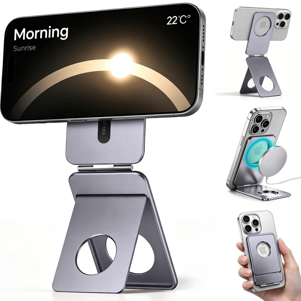 1ST IDEA for MagSafe Tripod Stand Ultra-Thin 0.23" | Aluminum Alloy Magnetic Tripod for iPhone, Flexible 20x Magnet Phone Stand Gift Accessories for Women Men for iPhone 17 16 15 14 13 12 Series
