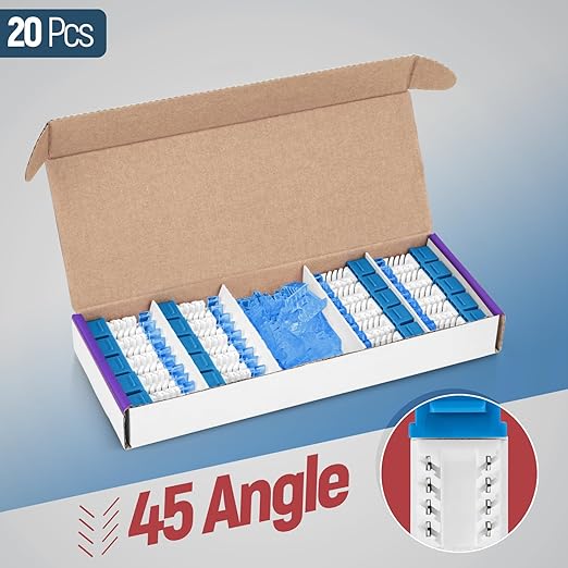 Everest 45° Angled RJ45 Cat5e Keystone Jacks 20-Pack in Blue - Slim Profile Female RJ45 Connectors - Cat 5e Keystone Jack - Compatible with 45° Angled Speed Termination Tool - 45Term (B0BL3GS7ZY)
