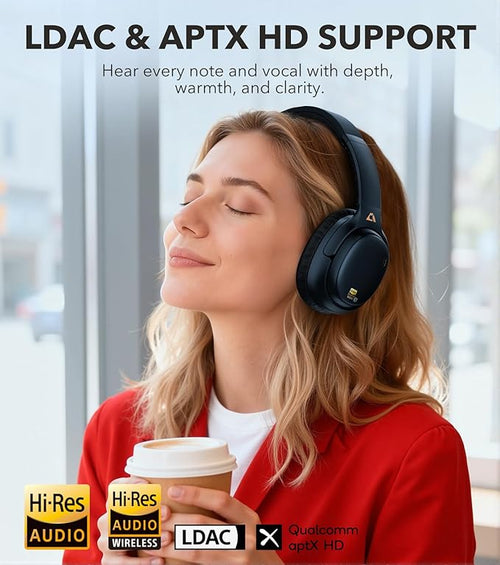 1Mii E700 Noise Cancelling Headphones Bluetooth Wireless Hi-Res LDAC,Indigo