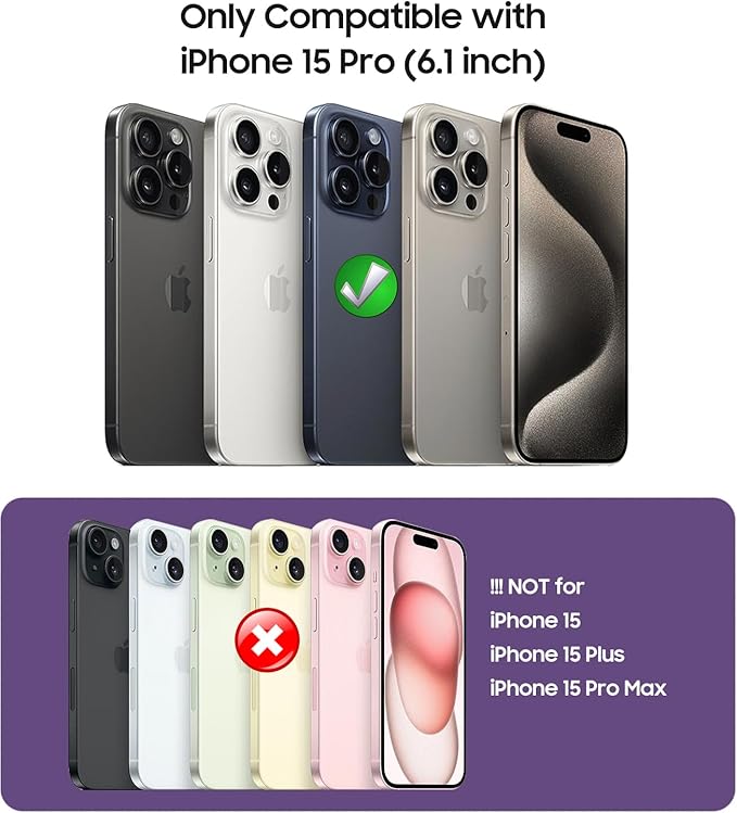 Magnetic for iPhone 15 Pro Case [Compatible with MagSafe][Built-in Camera Lens Protector] Slim Soft Silicone Bumper Shockproof Metallic Shine Phone Case (Purple)