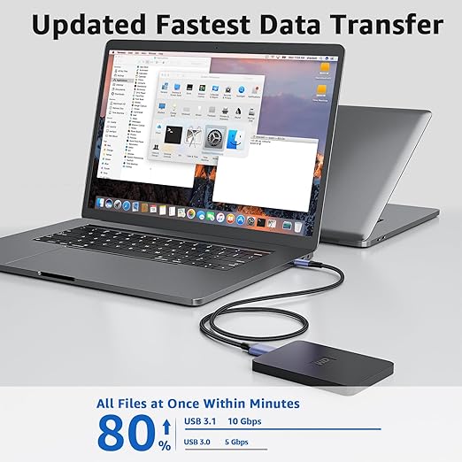 USB 3.1 Micro B to USB C Hard Drive Cables, 3.3FT 10 Gbps USB C to Micro B, External Hard Drive Cable Compatible with MacBook Pro/Air, iPad/Tablet, iPhone, Samsung Galaxy S24, WD Seagate etc
