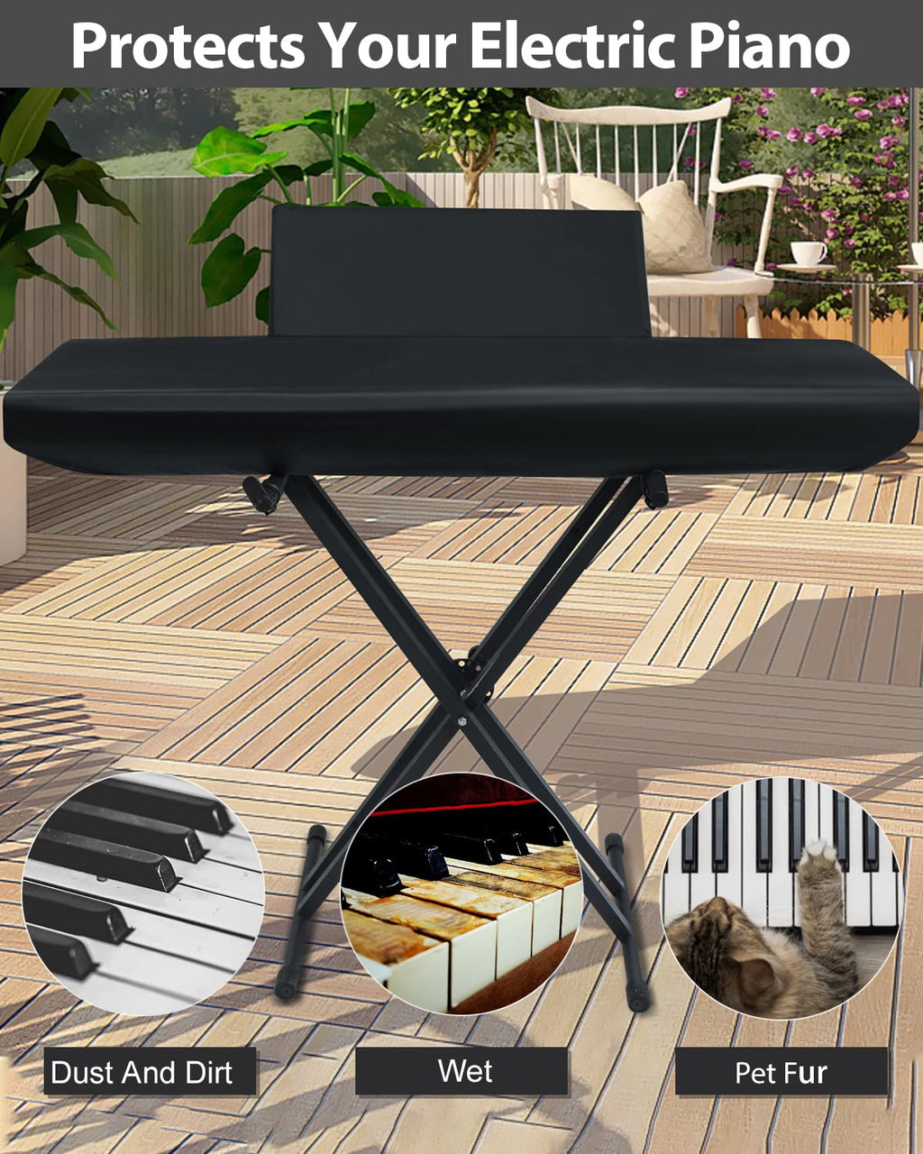 61 key Piano Keyboard Dust Cover, Water Proof Stretchy Electric Covers