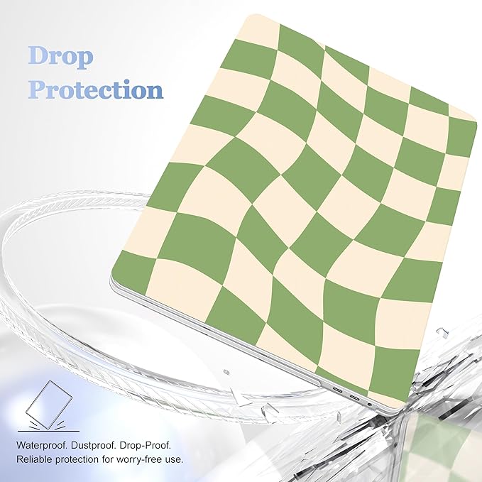 for MacBook Pro 16 inch Case 2019 2020 Release Model A2141, Plastic Hard Shell Cover with Keyboard Cover & Screen Protector for MacBook Pro 16 inch with Touch Bar & Touch ID, Green Checkered