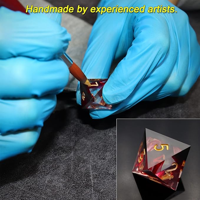 Haxtec Mystery DND Dice Set Sharp Edge Resin Dice with Dice Case Handmade Polyhedral D&D Dice Set for TTRPG Dungeons and Dragons DND Gifts