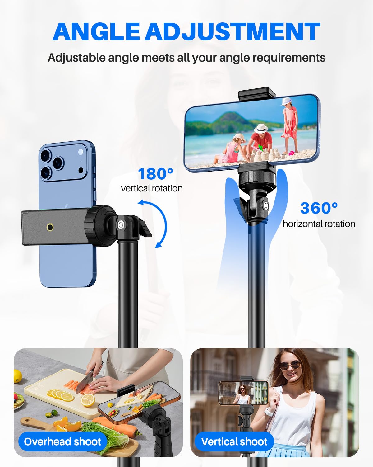 Extendable Phone Tripod for iPhone & Selfie Stick with Remote