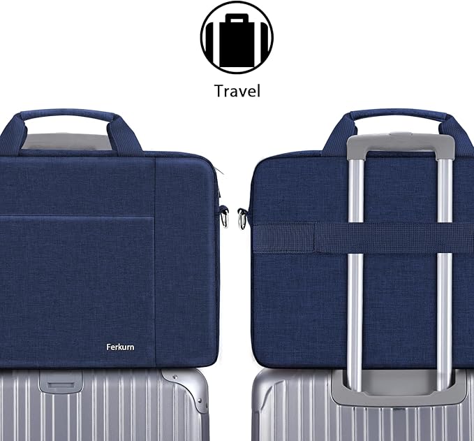 Ferkurn Laptop Bag Case for Women Men Computer Bag Compatible with HP Envy Pavilion Omen/LG Gram/MSI/Dell Inspiron XPS/Lenovo/Acer, Shoulder Strap Carrying Messenger Briefcase, Blue, 17 17.3 Inch
