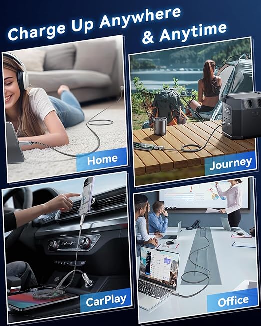[One is Enough] 4-in-1 Compatible with USB C to Lightning Cable, 45W High-Speed Charging & Fast Data Transfer,CarPlay & Android Auto Support Multi Charger Cord Combo for iPhone/Samsung/iPad,3FT