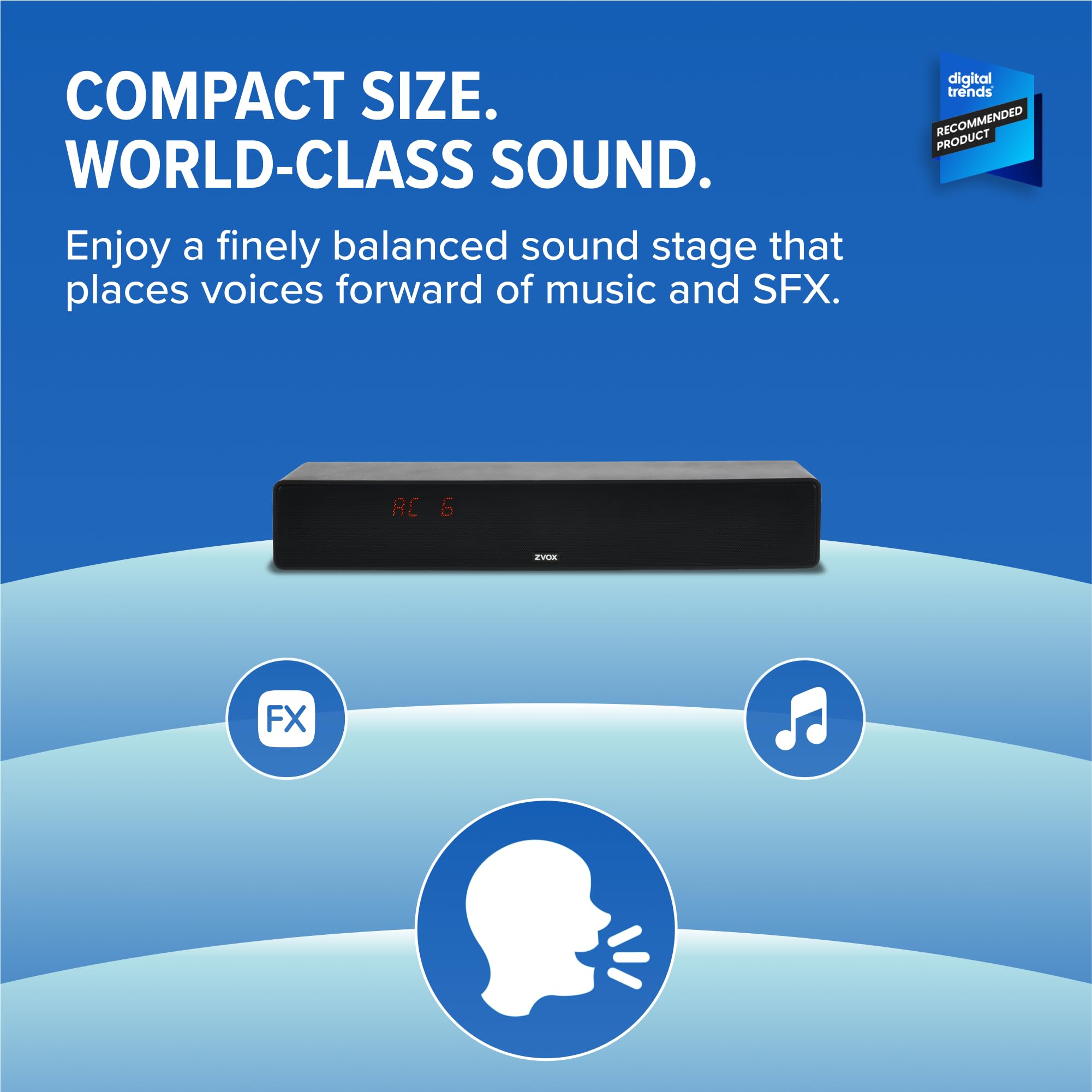 ZVOX AccuVoice AV157 Dialogue Clarifying Soundbar- 12 Levels of Voice Boost
