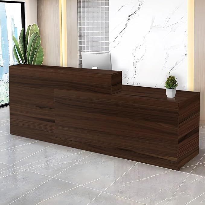 Reception Desk with Counter Modern Checkout Counter with Lockable Drawer Keyboard Tray Receptionist Desk for Office Salon Reception Table B Right 59inch/150cm