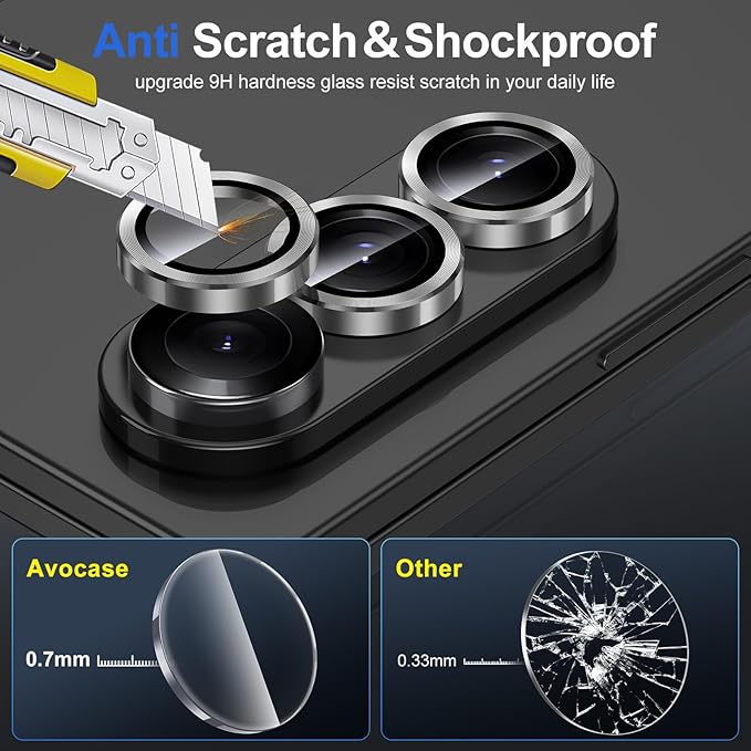 for Samsung Galaxy Z Fold 7 Camera Lens Protector, Individual Metal Ring Tempered Glass Lens Cover, [Strong Adsorption] Scratch Resistant Ultra-Thin HD Clear Lens Cover, 1 Set-Black