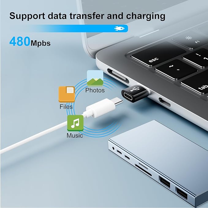 USB to USB C Adapter 10 Pack,USBC to USB Adapter,USB Type C Male Female Adaptor,USBC Converter for iPhone 16 15 14,MacBook Pro,iPad,Car Charger,Black