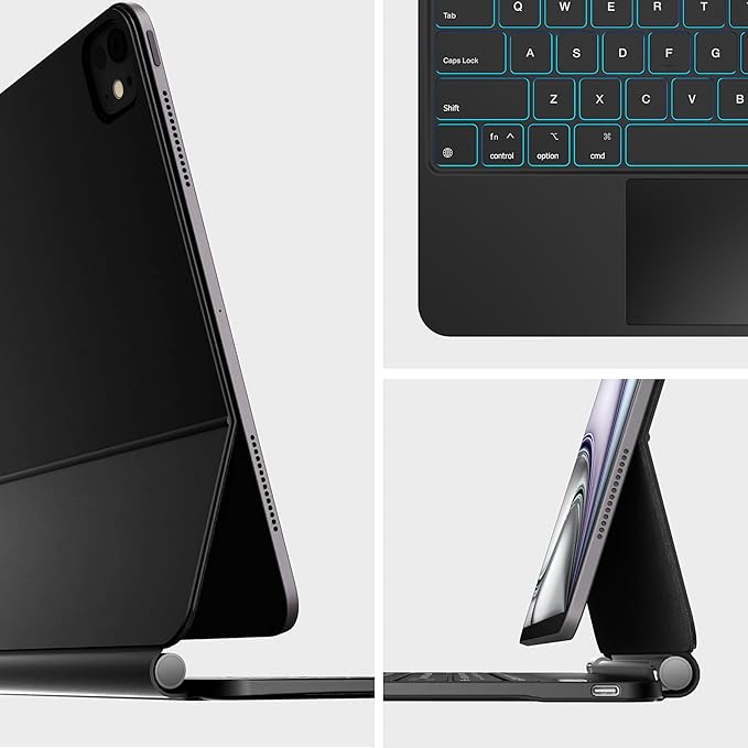nimin Keyboard Case for 2024 iPad Air 13 and iPad Pro 12.9 6th, 5th, 4th, 3rd Gen,Magic Keyboard for iPad Pro 12.9, Trackpad,Magnetic Attach,7-Color Backlight, Auto Sleep/Wake,Obsidian Black