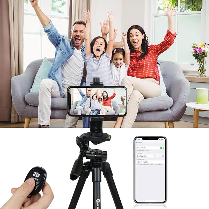 Endurax 60" Phone Tripod for Canon Camera Stand with Universal Phone Mount & Remote Shutter Max Load 6.6 lb