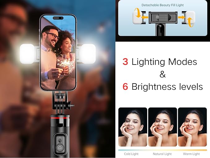 C13 52" Selfie Stick Tripod for iPhone Android, Portable Phone Stand with Wireless Remote, Extendable Travel Stand for Vlogging, Video Recording, Live Streaming，Group Photos