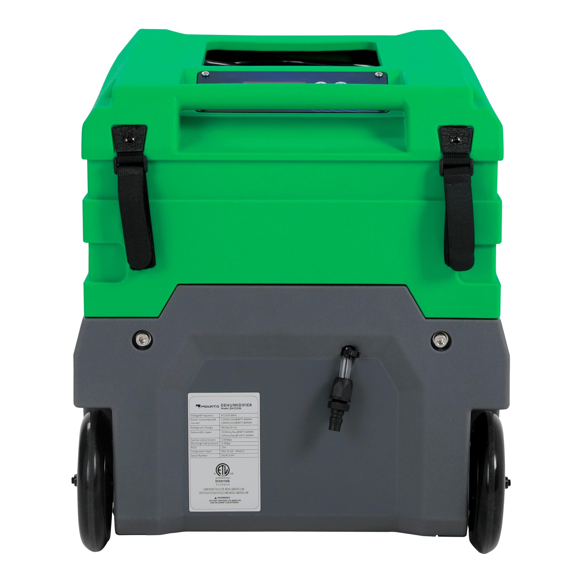 Mounto MOUNTO 268Pints LGR Commercial Compact Dehumidifier with Pump and Drain Hose, LGR Portable Dehumidifier with wheels for Home, Basements, Garages, and Job Sites (Green)