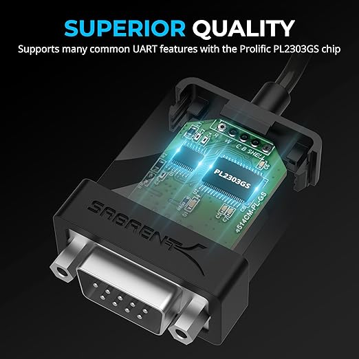 SABRENT USB-C to DB9 Serial RS-232 Adapter Cable 3FT, Prolific PL2303GS Chipset, USB 2.0, 1bps-12Mbps Baud Rate, for POS Terminals, Modems, GPS, Industrial Devices (CB-D9C3)